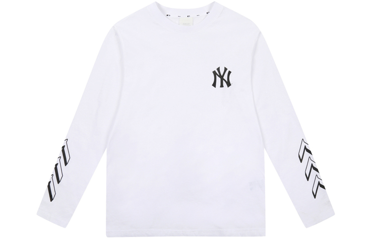 MLB New York Yankees Logo Print Long Sleeve T-Shirt Unisex White 31TSSL111-50W