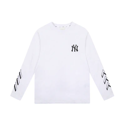 MLB New York Yankees Logo Print Long Sleeve T-Shirt Unisex White 31TSSL111-50W