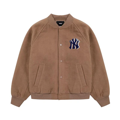 MLB New York Yankees Logo Print Loose Fit Brown Baseball Jacket Unisex. 3AJP16016-50BGD