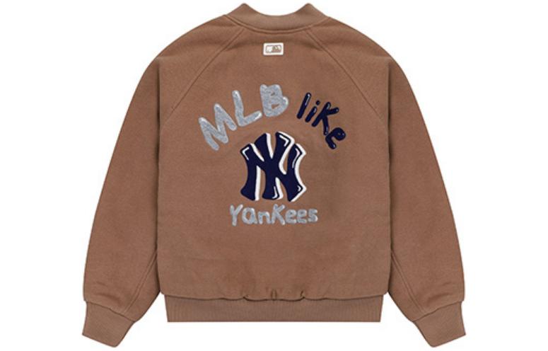 MLB New York Yankees Logo Print Loose Fit Brown Baseball Jacket Unisex. 3AJP16016-50BGD 圖 3