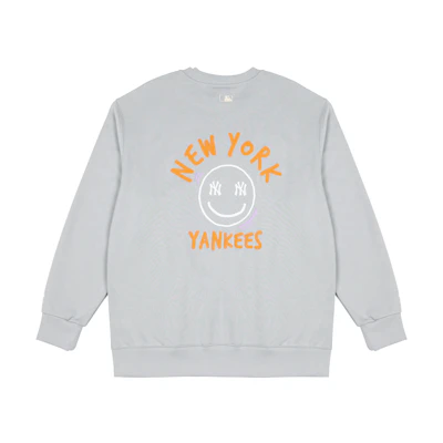 MLB New York Yankees Logo Print Oversized Crewneck Sweatshirt Unisex Grey 3AMTL0514-50GRS