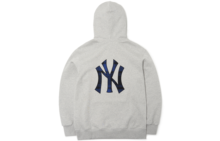 MLB New York Yankees Logo Print Plaid Lined Hoodie Unisex - Grey 3AHDC0114-50MGS 圖 3