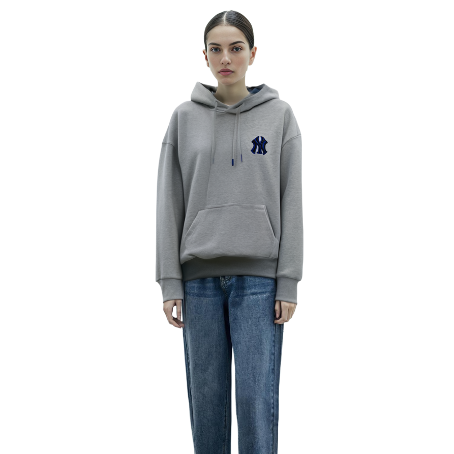 MLB New York Yankees Logo Print Plaid Lined Hoodie Unisex - Grey 3AHDC0114-50MGS 圖 4