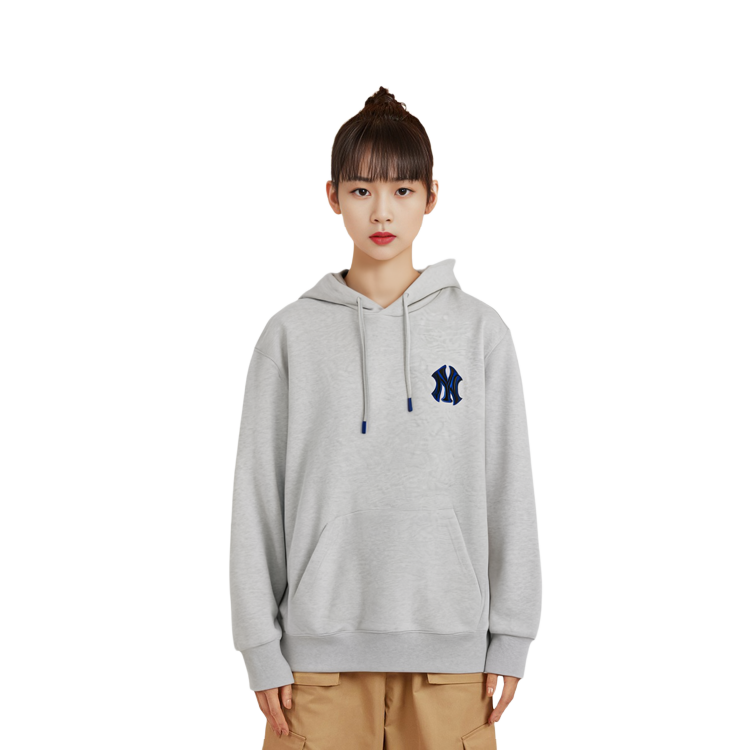 MLB New York Yankees Logo Print Plaid Lined Hoodie Unisex - Grey 3AHDC0114-50MGS 圖 5