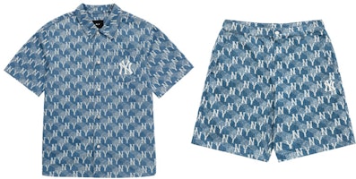MLB New York Yankees Logo Print Shirt and Shorts Set Light Blue. 3LDRM0633-50SBL MLB New York Yankees Logo Print Shirt and Shorts Set Light Blue. 3LDRM0633-50SBL