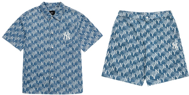 MLB New York Yankees Logo Print Shirt and Shorts Set Light Blue. 3LDRM0633-50SBL Order MLB New York Yankees Logo Print Shirt and Shorts Set Light Blue. 3LDRM0633-50SBL