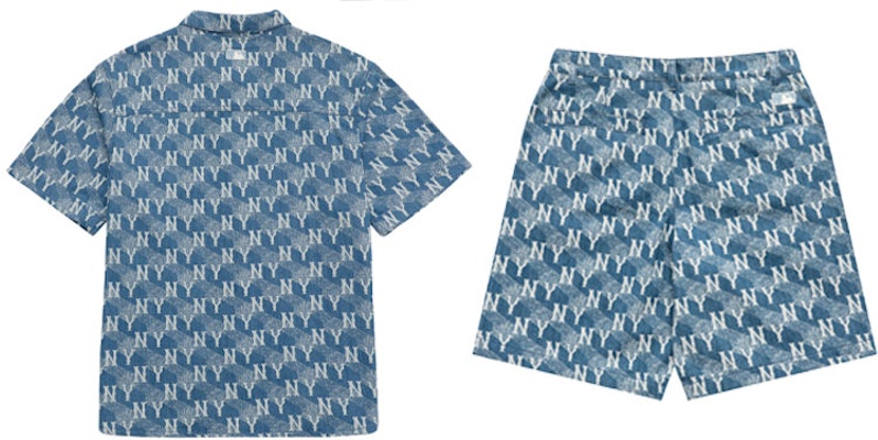 MLB New York Yankees Logo Print Shirt and Shorts Set Light Blue. 3LDRM0633-50SBL Lookbook MLB New York Yankees Logo Print Shirt and Shorts Set Light Blue. 3LDRM0633-50SBL