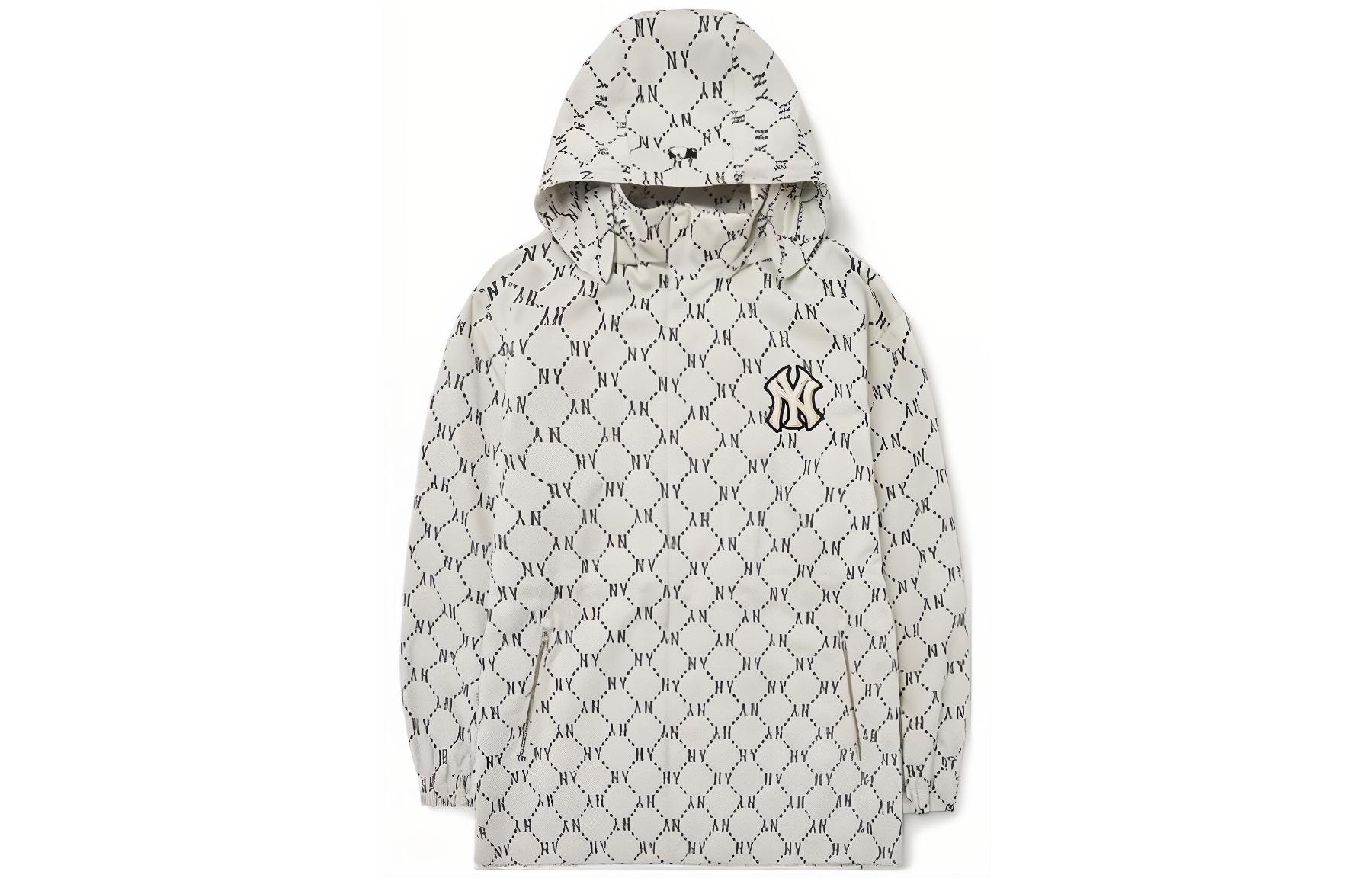 MLB New York Yankees Logo Printed Pullover Hoodie Jacket Cream Unisex 3AWJM0124-50CRS