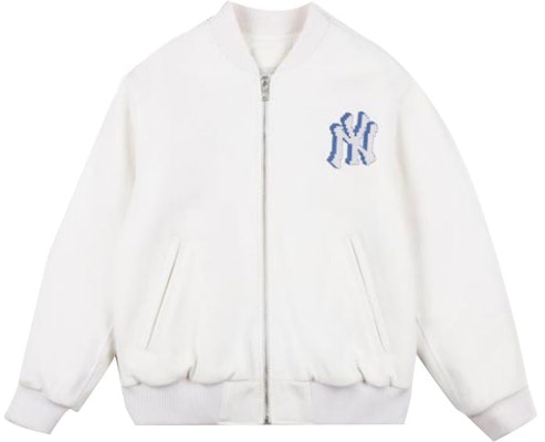 MLB 뉴욕 양키스 로고 릴랙스드 집업 재킷 유니섹스 화이트 백투스쿨. 31JPU8111-50I Lookbook MLB 뉴욕 양키스 로고 릴랙스드 집업 재킷 유니섹스 화이트 백투스쿨. 31JPU8111-50I