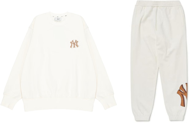 MLB 뉴욕 양키스 로고 스웻셔츠 조거 세트 유니섹스 캐주얼 화이트. 3APTB0224-50IVS3AMTB0224-50CRS Lookbook MLB 뉴욕 양키스 로고 스웻셔츠 조거 세트 유니섹스 캐주얼 화이트. 3APTB0224-50IVS3AMTB0224-50CRS