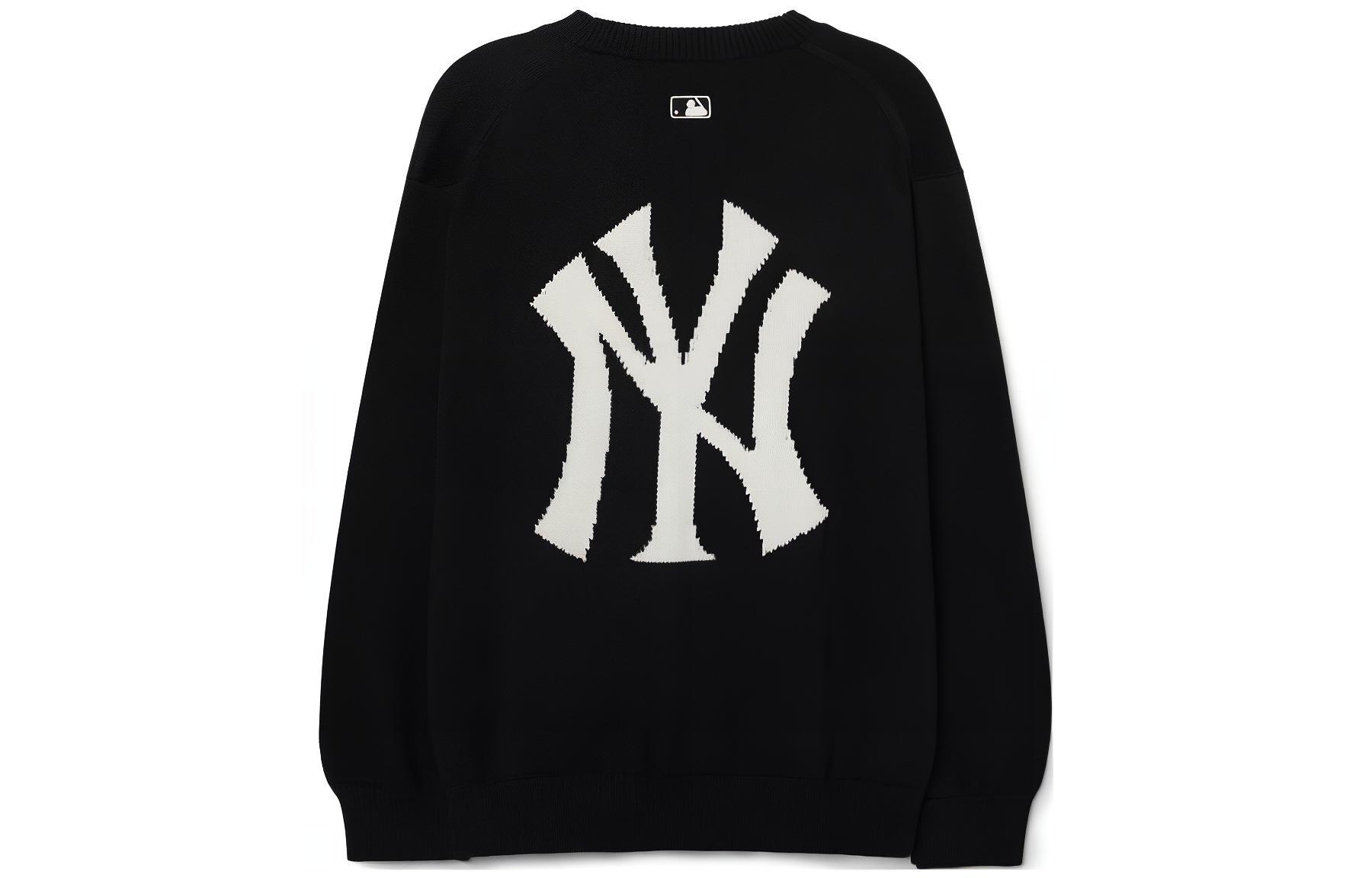 Lookbook MLB ニューヨーク・ヤンキース ロゴ Vネック ニット セーター ユニセックス ブラック 3AKCB0131-50BKS