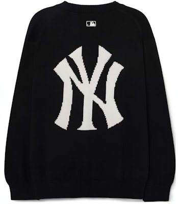 MLB ニューヨーク・ヤンキース ロゴ Vネック ニット セーター ユニセックス ブラック 3AKCB0131-50BKS Lookbook MLB ニューヨーク・ヤンキース ロゴ Vネック ニット セーター ユニセックス ブラック 3AKCB0131-50BKS