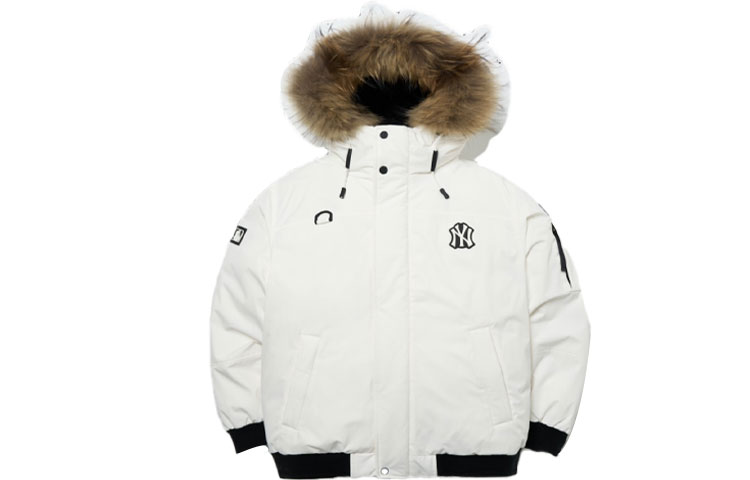 Order MLB纽约扬基队标志白色连帽羽绒服男女冬季款 3ADJB0716-50IVS