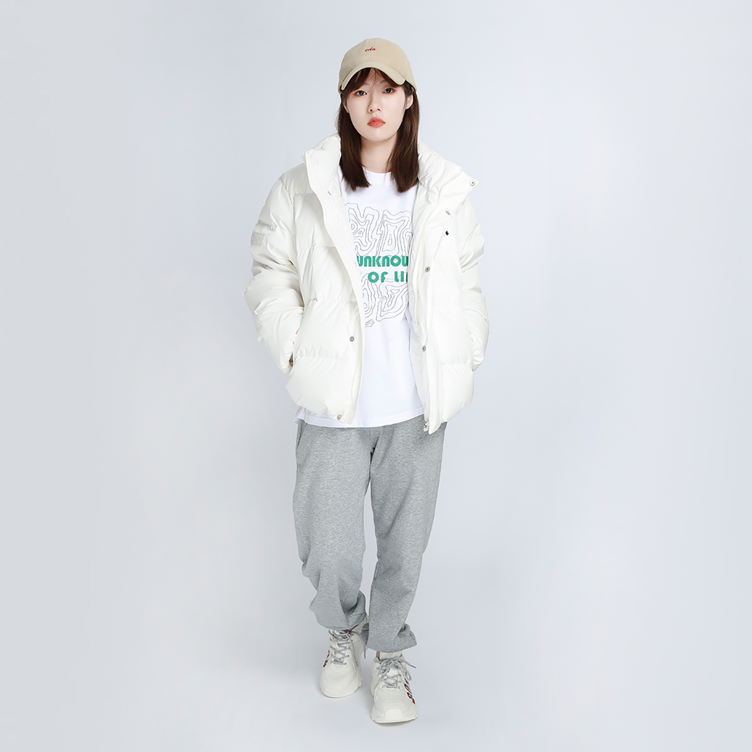 MLB New York Yankees Logo White Puffer Jacket Unisex Hooded Zip Long Sleeve 3ADJB0416-50IVS 圖 4