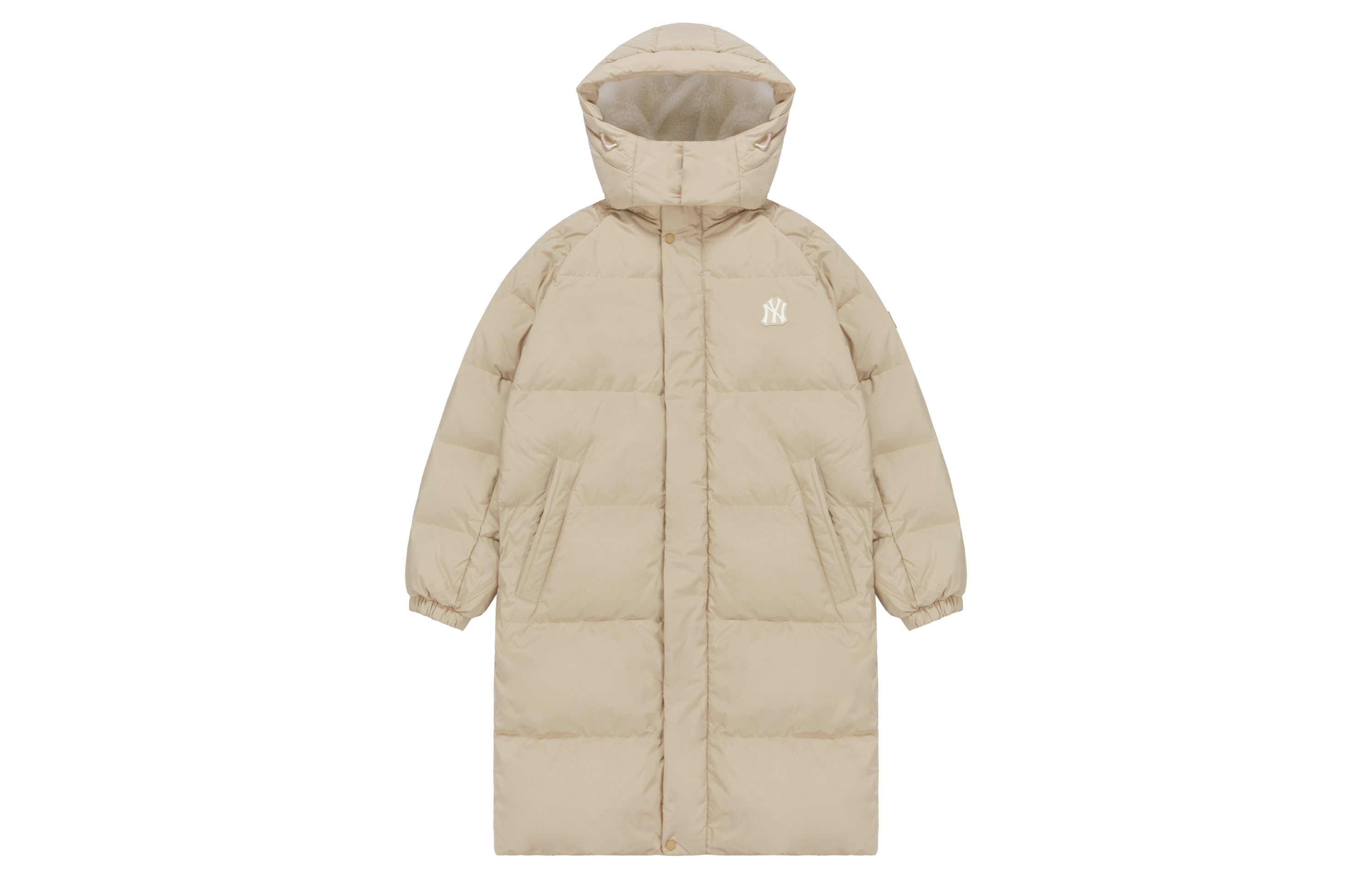 MLB New York Yankees Long Winter Down Jacket Unisex Khaki with Large Logo. 3ADJEC816-50SAS