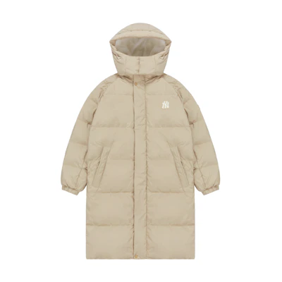MLB New York Yankees Long Winter Down Jacket Unisex Khaki with Large Logo. 3ADJEC816-50SAS
