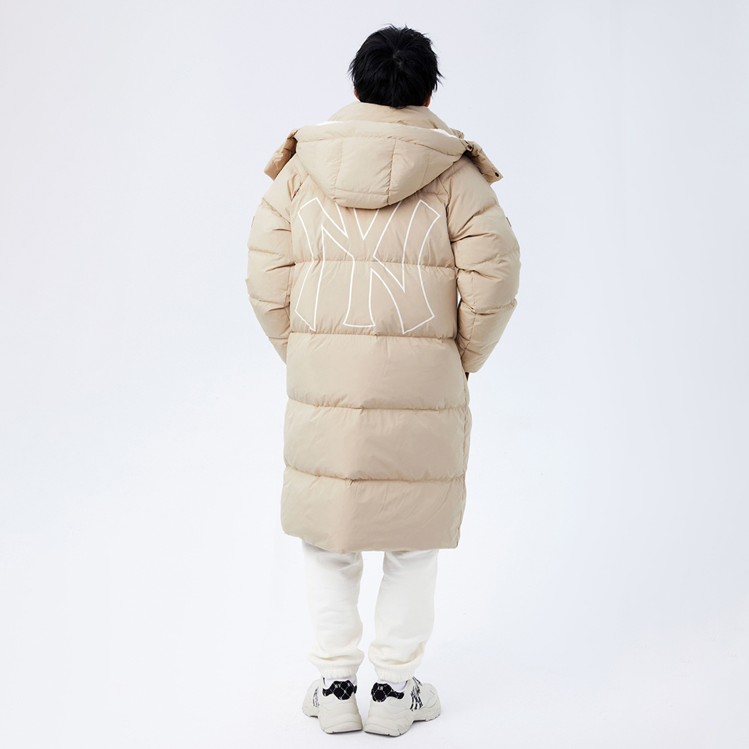 Purchase MLB 紐約洋基隊大標誌卡其色長版羽絨冬季外套 男女適穿 3ADJEC816-50SAS