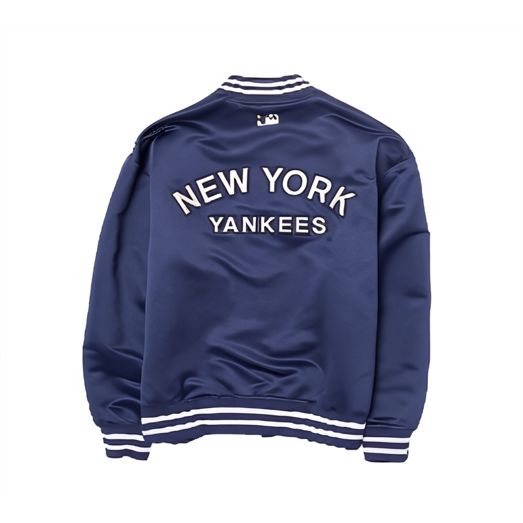 Lookbook MLB New York Yankees Loose-Fit Letter Print Jacket Unisex Light Navy Blue 3AJPV0344-50NYL
