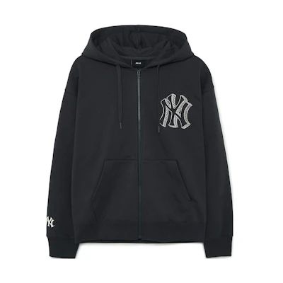 MLB New York Yankees Loose Fit Zip-Up Hoodie Jacket Unisex - Black 3ATRB0334-50CGS