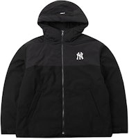 MLB New York Yankees Mega Logo Block Hooded Down Jacket Unisex - Black. 3ADJB0646-50BKS MLB New York Yankees Mega Logo Block Hooded Down Jacket Unisex - Black. 3ADJB0646-50BKS