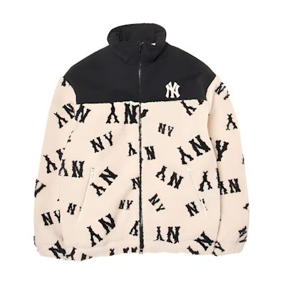 MLB New York Yankees Megagram Monogram Colorblock Jacket Cream Unisex 3AFDG0146-50CRD