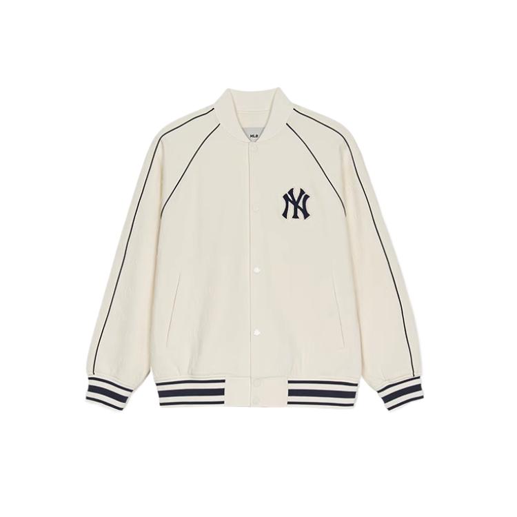 MLB New York Yankees Monogram Cream Unisex Baseball Jacket - Soft & Warm. 3AJPM0751-50CRS