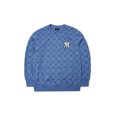 MLB New York Yankees Monogram Crewneck Sweatshirt Blue Unisex Casual 3AMTM0314-50BLD