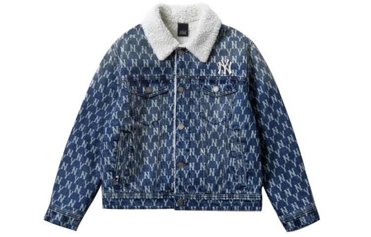 MLB New York Yankees Monogram Denim Jacket Unisex Blue 31JPN2041-50U