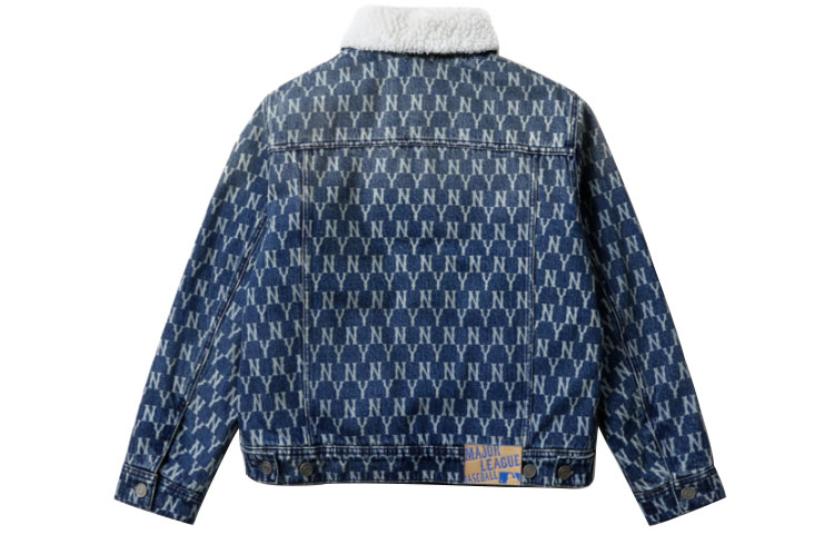 Lookbook MLB Jaket Denim Monogram Unisex New York Yankees Biru. 31JPN2041-50U