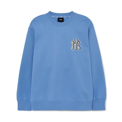 MLB New York Yankees Monogram Letter Embroidery Crewneck Sweatshirt Blue Unisex 3AMTM0631-50CBL