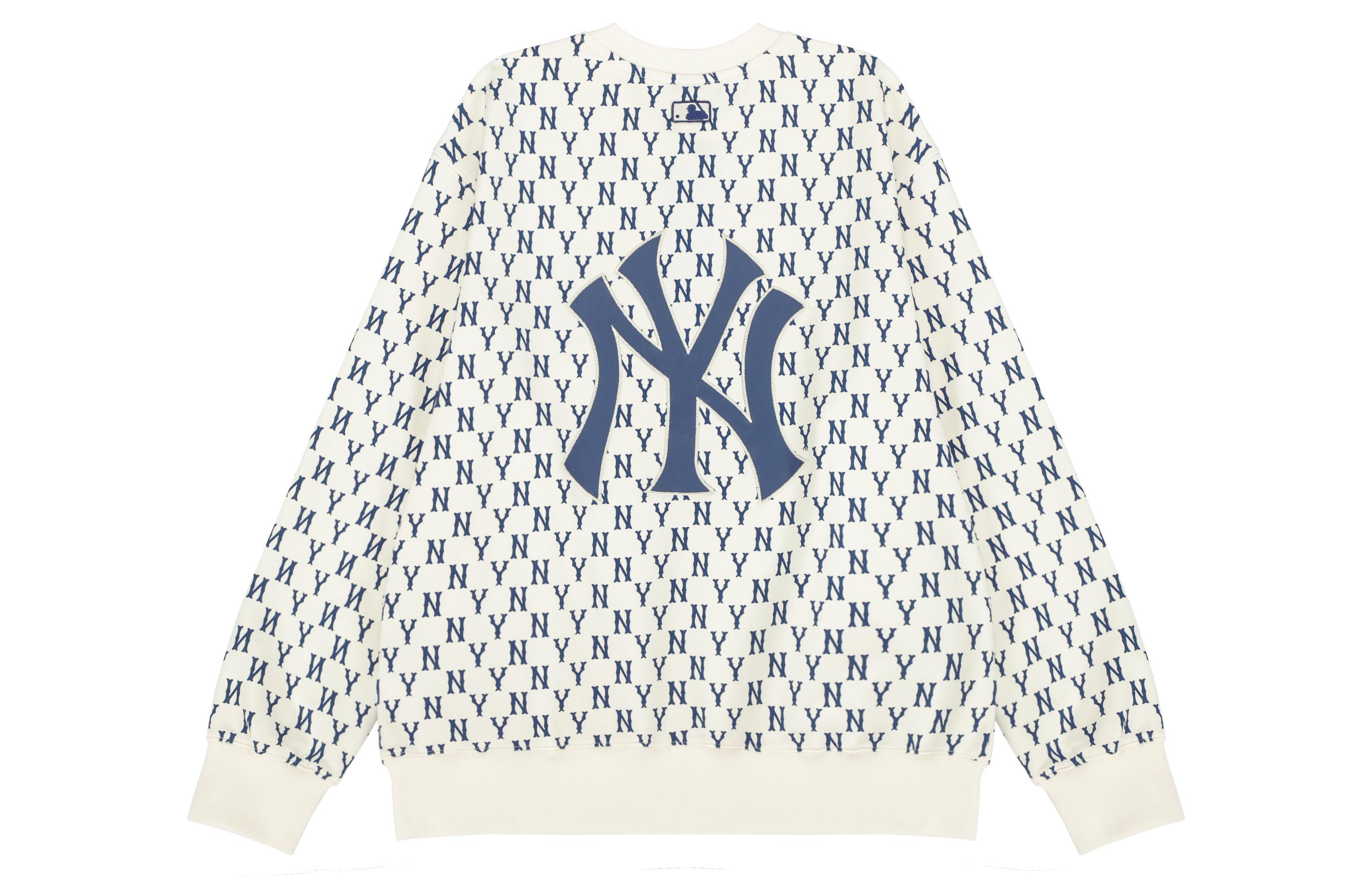 MLB New York Yankees Monogram Logo Crewneck Sweatshirt Cream Unisex. 3AMTM0221-50CRS