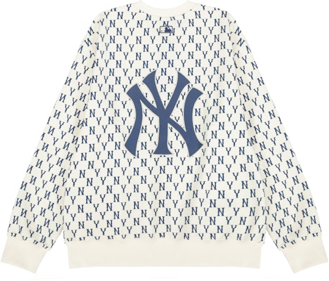 Sweater Crewneck MLB New York Yankees Monogram Logo Cream Unisex. 3AMTM0221-50CRS Order Sweater Crewneck MLB New York Yankees Monogram Logo Cream Unisex. 3AMTM0221-50CRS