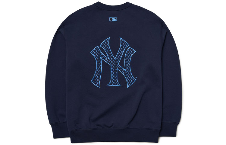 Order MLB New York Yankees Monogram Logo Crewneck Sweatshirt Unisex Navy Blue 3AMTM0121-50NYS