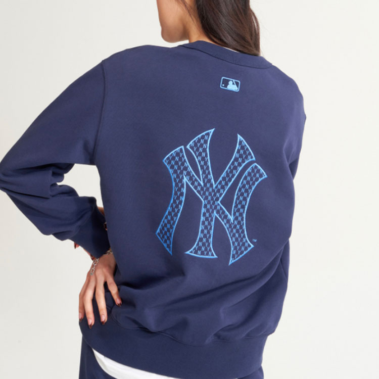 Details for MLB New York Yankees Monogram Logo Crewneck Sweatshirt Unisex Navy Blue 3AMTM0121-50NYS