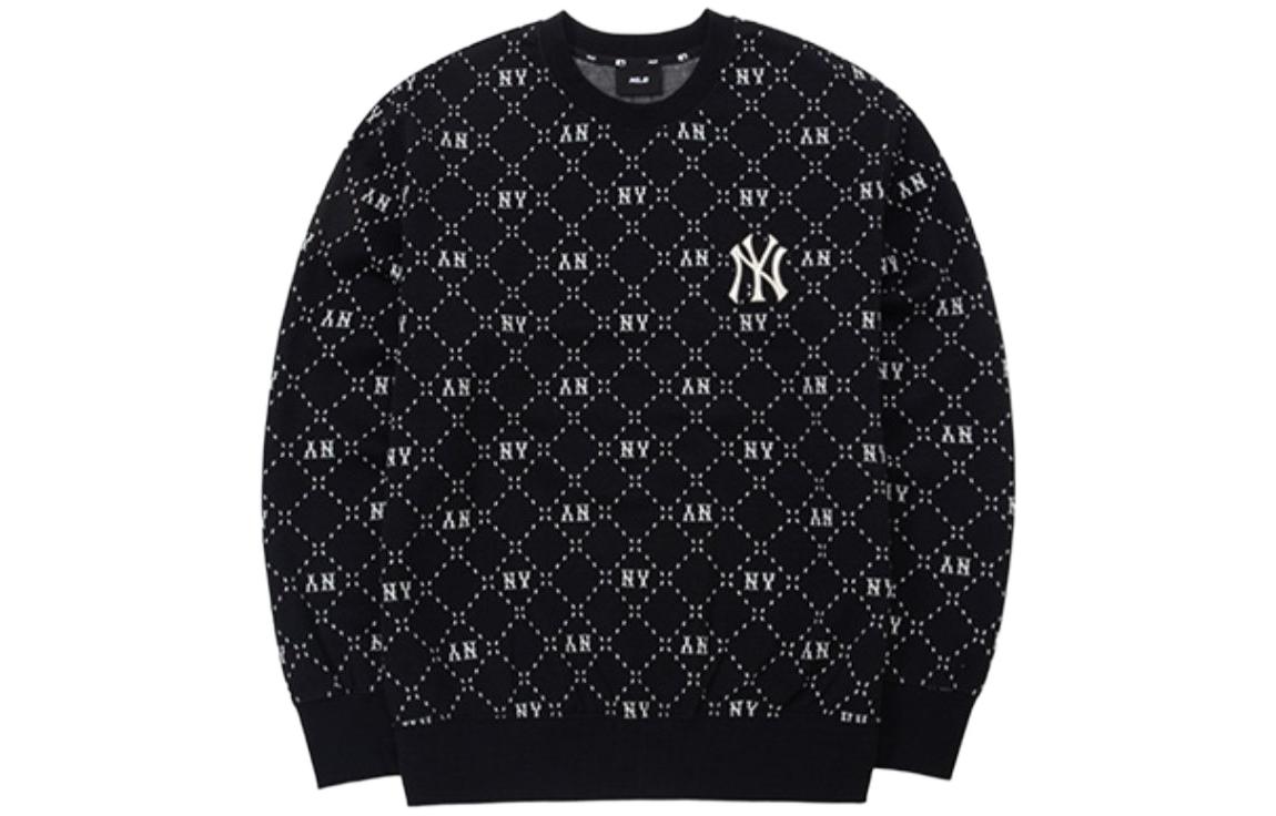 MLB New York Yankees Monogram Logo Embroidered Crewneck Sweatshirt Black Unisex 3AMTM0331-50BKS 圖 2
