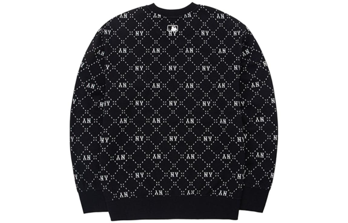 MLB New York Yankees Monogram Logo Embroidered Crewneck Sweatshirt Black Unisex 3AMTM0331-50BKS 圖 3