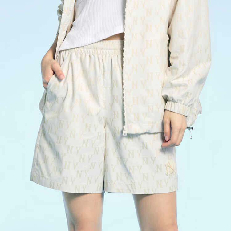 Shop MLB New York Yankees Celana Pendek Logo Monogram Pinggang Elastis Unisex. 3ASMM0233-50IVS