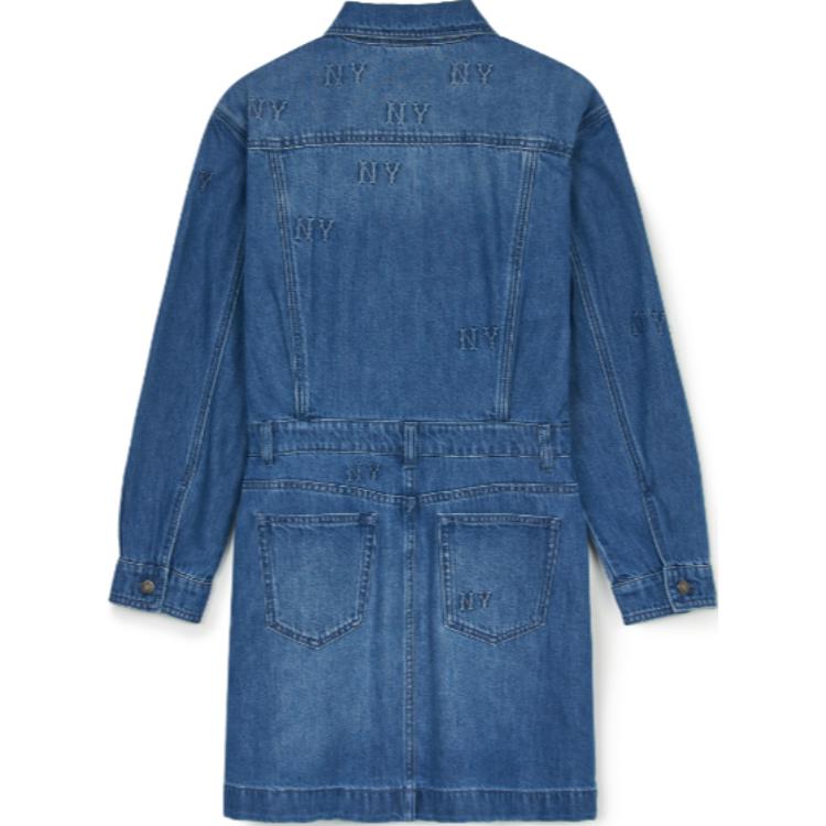 Lookbook MLB New York Yankees Monogram Polo Button Long Sleeve Dress Women Blue 3FDDM0444-50INS