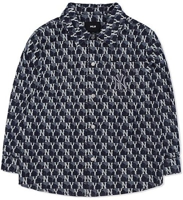 MLB ニューヨーク・ヤンキース モノグラム プリント ボタンアップシャツ ネイビー レトロスタイル ユニセックス 3ADRM0624 Order MLB ニューヨーク・ヤンキース モノグラム プリント ボタンアップシャツ ネイビー レトロスタイル ユニセックス 3ADRM0624