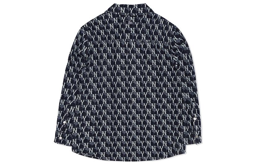 Lookbook MLB ニューヨーク・ヤンキース モノグラム プリント ボタンアップシャツ ネイビー レトロスタイル ユニセックス 3ADRM0624