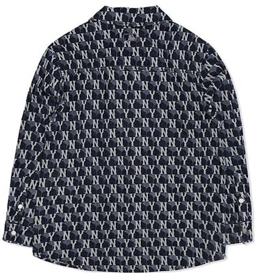 MLB ニューヨーク・ヤンキース モノグラム プリント ボタンアップシャツ ネイビー レトロスタイル ユニセックス 3ADRM0624 Lookbook MLB ニューヨーク・ヤンキース モノグラム プリント ボタンアップシャツ ネイビー レトロスタイル ユニセックス 3ADRM0624