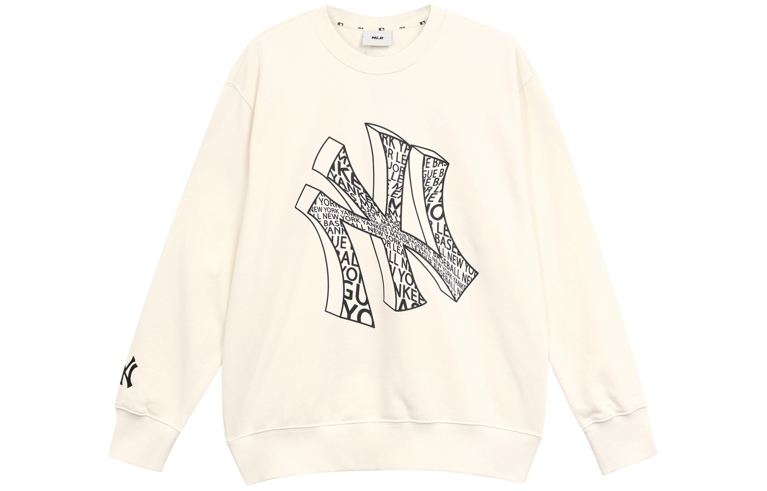 MLB New York Yankees Monogram Print Crewneck Sweatshirt Unisex White 3AMTU0131-50CRS