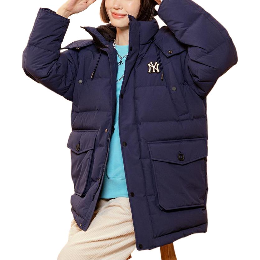 Lookbook MLB 紐約洋基 深藍色羽絨連帽外套 男女款 3ADJEC826-50NYD