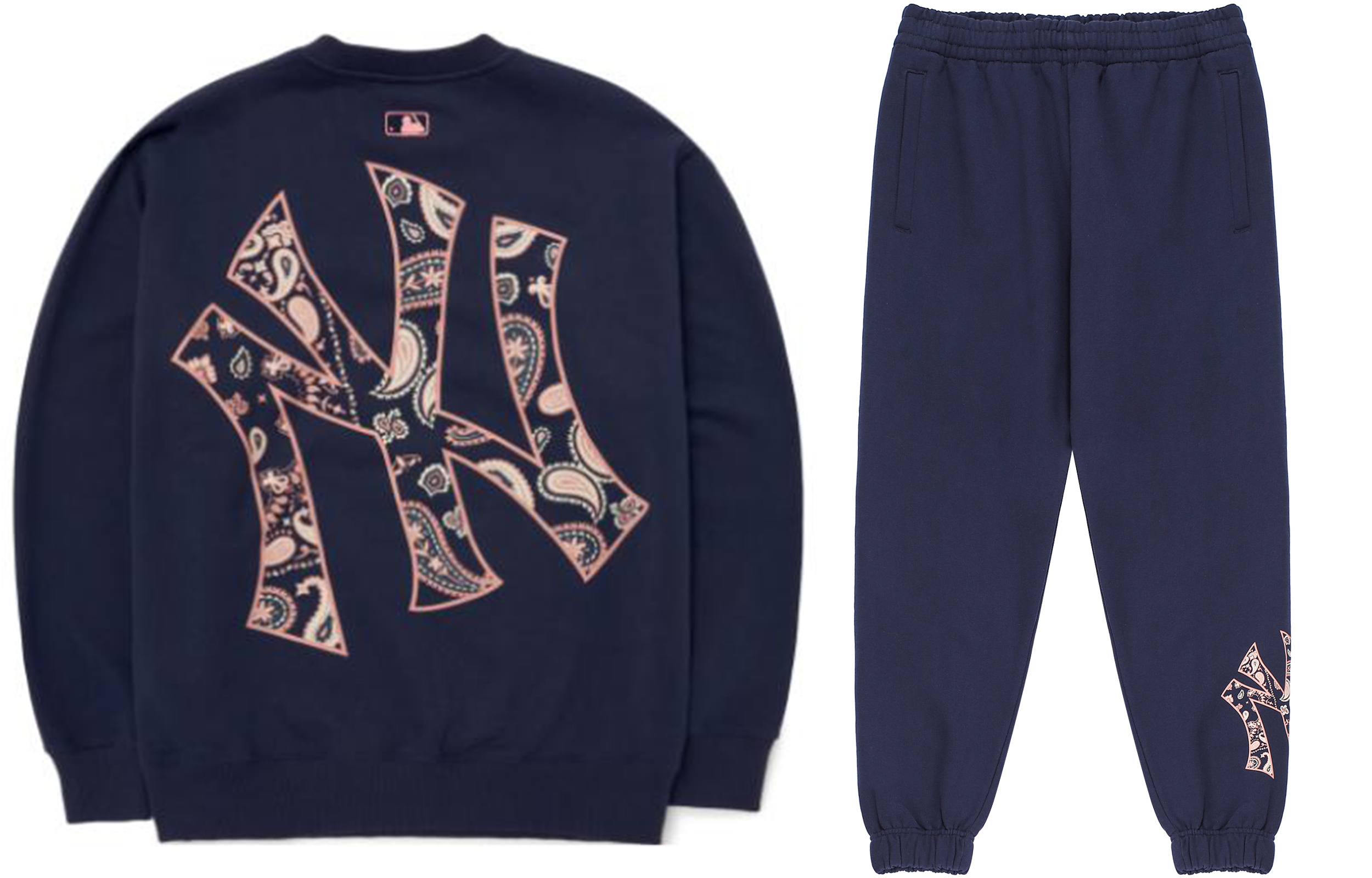 MLB New York Yankees Navy Blue Letter Print Sweatshirt and Joggers Set Unisex. 3APTI0126-50NYD3AMTI0126-50NYD
