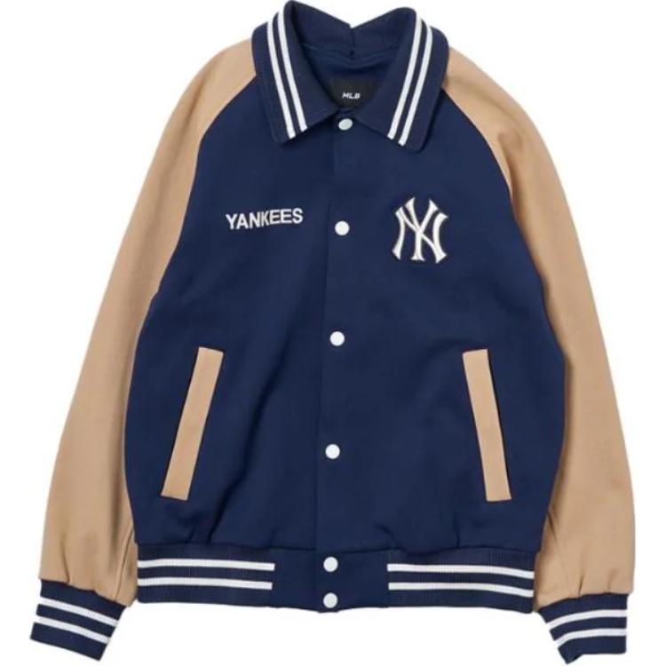MLB New York Yankees Navy Blue Unisex Button-Up Varsity Jacket Long Sleeve 3AJPV0444-50NYS