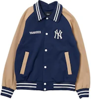 Order MLB New York Yankees Navy Blue Unisex Button-Up Varsity Jacket Long Sleeve 3AJPV0444-50NYS