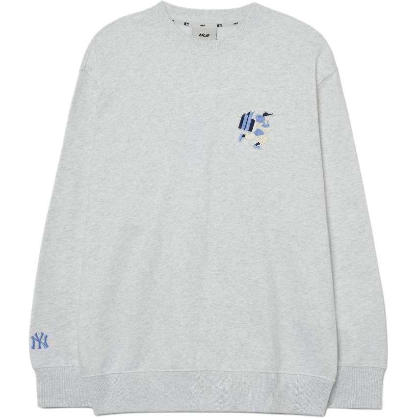 MLB New York Yankees Overfit Cartoon Embroidered Sweatshirt Unisex Light Gray 3AMTC0131-50MGL