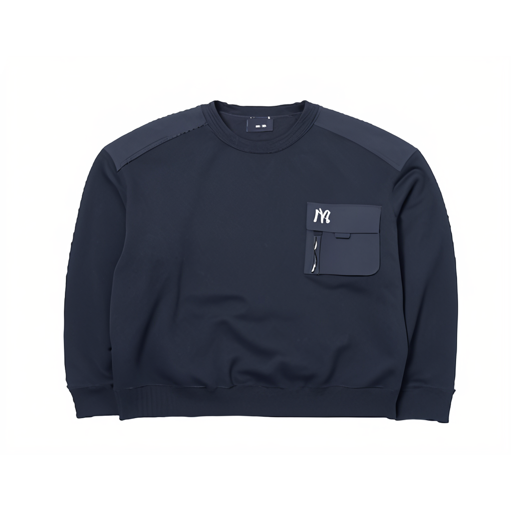 MLB New York Yankees Oversized Pullover Crewneck Sweatshirt Unisex Black 3AMTB1246-50BKS