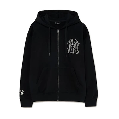 MLB New York Yankees Oversized Zip-Up Hoodie Jacket Black () 3ATRB0334-50BKS