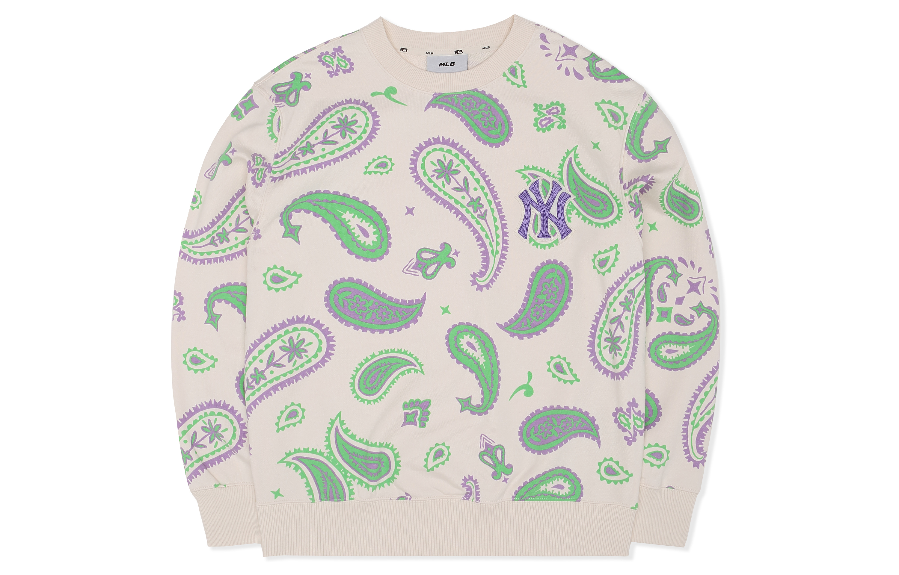 MLB New York Yankees Paisley Crewneck Sweatshirt Cream Unisex 3AMTI0224-50CRS